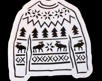 Pegatina de suéter de invierno: vinilo acogedor para portátil o botella de agua