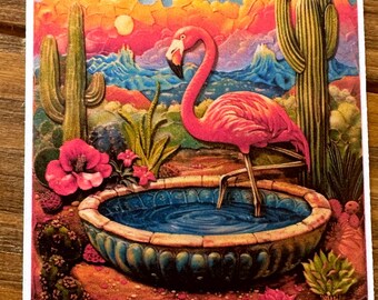 Pegatina de flamenco: adorable vinilo con diseño de pájaro rosa, con estética tropical para portátil, botella de agua o diario. ¡Idea de regalo divertida!