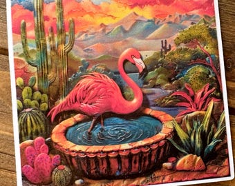 Pegatina de flamenco: vinilo de pájaro rosa tropical