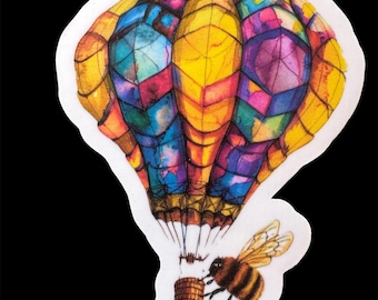 Pegatina de vinilo de globo aerostático colorido: Calcomanía de viaje de aventura