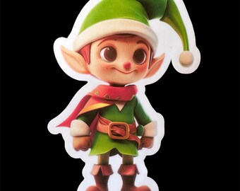 Pegatina de Elfo: Bonita calcomanía de vinilo con un divertido diseño de duende, ideal para fiestas y fantasía, ideal para laptop, botella de agua o diario. Un regalo para los amantes de los duendes.