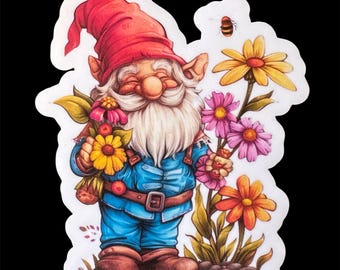 Pegatina de gnomo: arte de jardín caprichoso, calcomanía para portátil