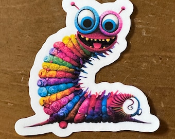 Inchworm Sticker | Vinyl Waterproof | Die Cut Sticker | AI Generated