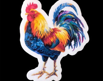 Pegatina de gallo colorido: vinilo decorativo para casa de campo