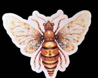 Vinilo de abeja steampunk: calcomanía de abejorro industrial (11,4 cm)