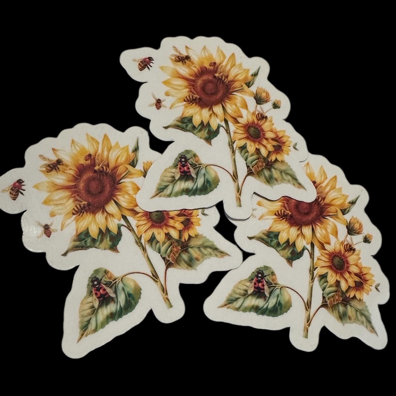 Sunflower Vinyl Sticker: Floral Decal for Laptop, Water Bottle - Etsy