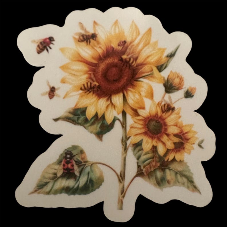 Sunflower Vinyl Sticker: Floral Decal for Laptop, Water Bottle - Etsy
