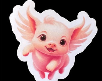 Pegatina de cerdo volador: vinilo caprichoso para portátil o botella de agua