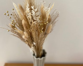 Weiß goldener Trockenblumen Traum - Blumenliebe die ewig hält, Geschenkidee, Scandi, Goldene Trockenblumen, Dried Flowers, Muttertag