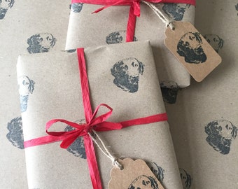 Rustic Labrador Retriever/Dog print gift wrap set. Suitable for Birthdays/Anniversaries/celebrations