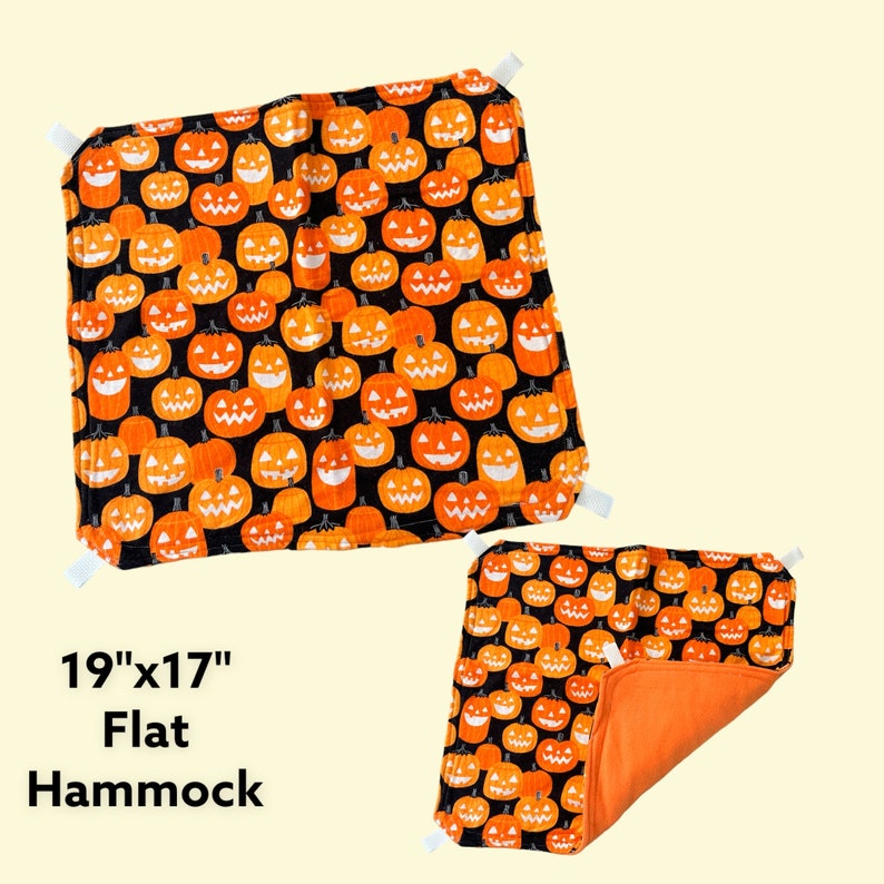 Jack'O'Lanterns 18x16 Glow in the dark flat hammock for ferrets, guinea pigs, rats, hedgehogs, chinchillas image 1