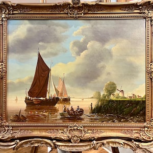 Large Old Master by J.B Wright Follower of J M W TURNER OIL PAINTING in a beautiful Gold frame