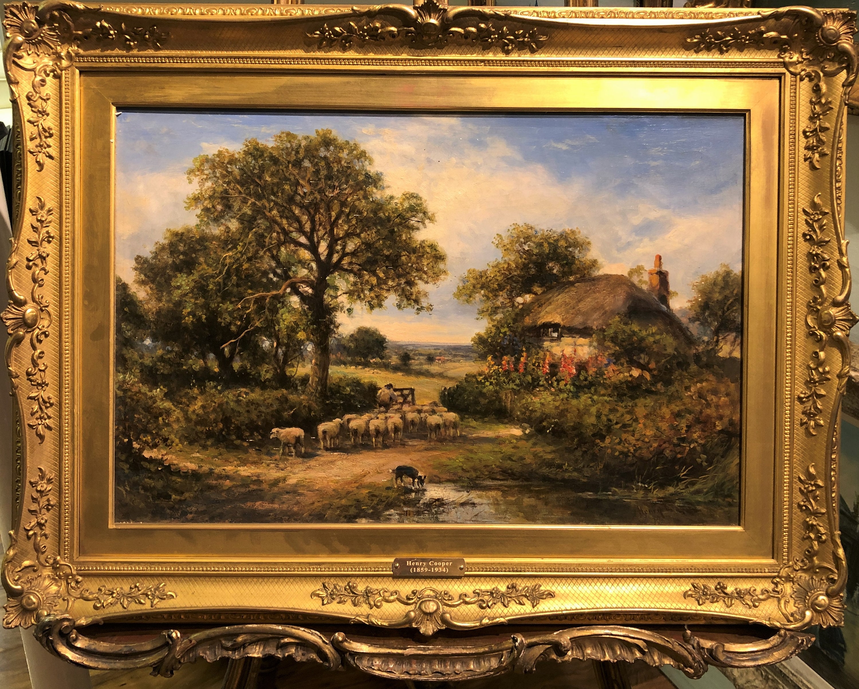 OIL PAINTING LARGE Old Master Henry Cooper 1859 1934 Lovely Cottage