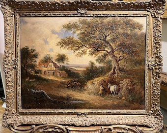 Oil Painting Large by JOSEPH THORS 100% Original Piece on Canvas " 19th Century old master Gold Gilt Frame