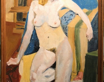 FINO DESNUDO ABSTRACTO Original Grande Albert Belyavski (1934-2018) Pieza de estilo Siglo XX Pintura al óleo británica de los años 60/70