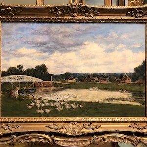 LARGE FINE Antique 19th Century By Joseph Edward Homerville Hague 1856 -1939 at COOKHAM British old master oil painting in a Gold Gilt Frame