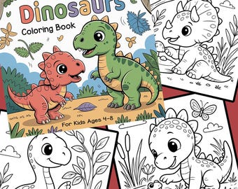 Kolorowanka dla dzieci: Małe dinozaury: 50 uroczych stron ze zwierzętami (do pobrania w formacie PDF)