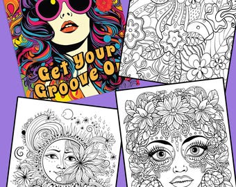 Kolorowanka dla dorosłych Groovy Hippie: 40 psychodelicznych stron (do pobrania w wersji cyfrowej)