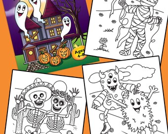 Kolorowanki na Halloween dla dzieci: Straszne duchy, upiory, potwory (wersja cyfrowa do pobrania)
