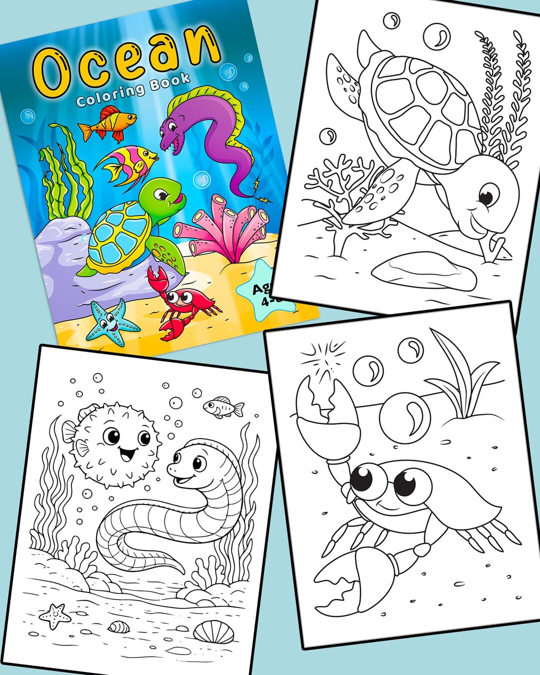 Ocean Coloring Pages for Kids: 50 Under the Sea Animals (printable PDF ...