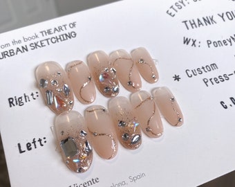 Nude Diamond Nails - Etsy