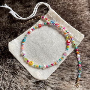 Multicoloured beaded necklace | Freshwater Pearls | Star | Colourful beads | Handmade | Adjustable | Customisable