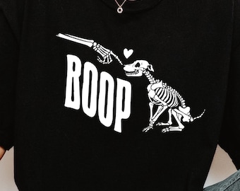 Halloween Dog Shirt | Boop Skeleton Dog Shirt |  Skeleton Hand Dog Boop Tee | Cute Spooky Shirt | Dog Mom Gift | Goth Dog Tee | Fall Shirt
