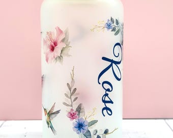 Personalized Hummingbird Glass Tumbler | Birthday Gift For Mom  | Humming bird Gift | Custom Hummingbird Glass | Custom Mothers Day Gift
