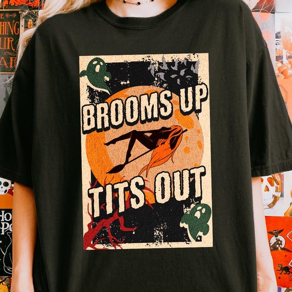 Witch T-Shirt | Funny HalloweenT-Shirt | Retro Halloween Tee | Chin Up Tits Out Funny Witchy Tee | Witch Halloween T-Shirt