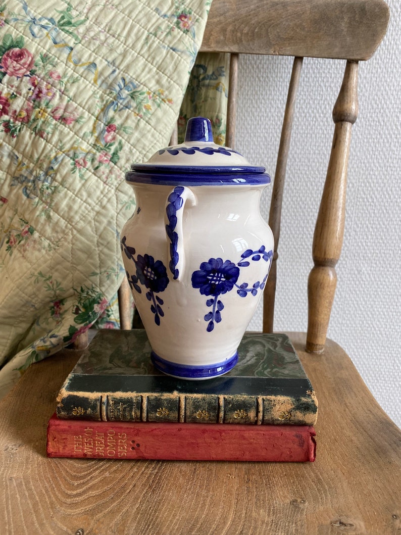 Honey Jar Storage Jar Blue and White Blue Kitchen Kitchen Etsy