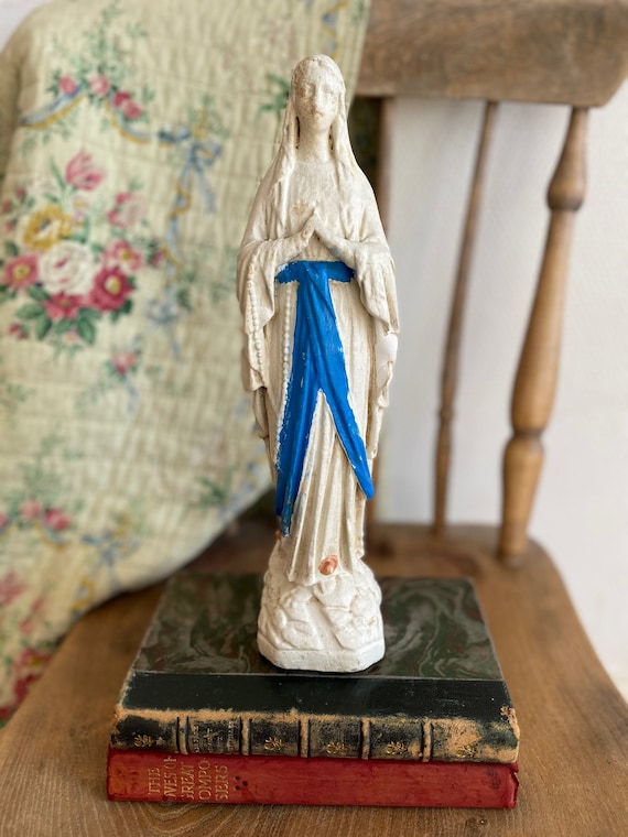 Virgin Mary Statue, Vintage Virgin Mary, Religious Statue, French 