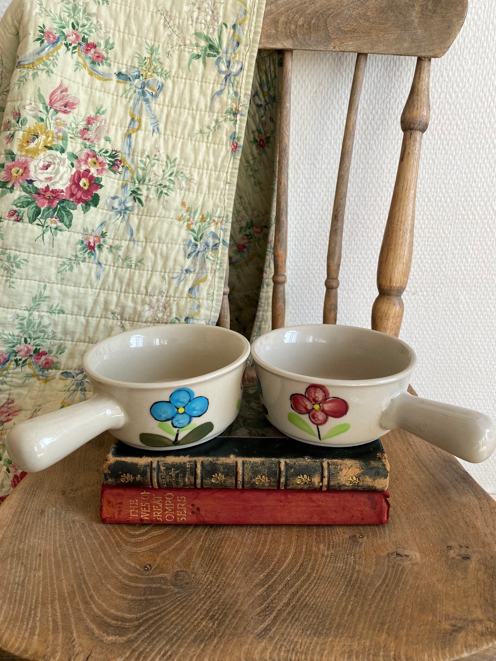 Fondue Dishes, Fondue Bowls, Bowls With Handles, Pair of Bowls, Snack