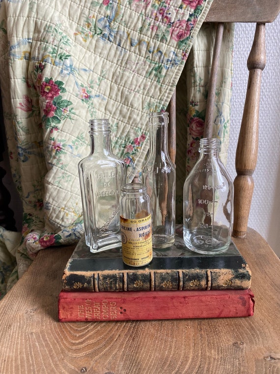 Vintage Medicine Bottles, Vintage French Medicine Bottles, Medicine Bottles, Glass Bottles, Stem Vase,