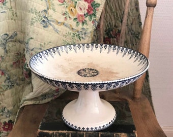 Cake Stand, Vintage Cake Stand, Sarreguemines Cake Stand, 1900 Cake Stand, Cake Servering, Cake Plate, Antieke Cake Stand, Een Frans juweeltje