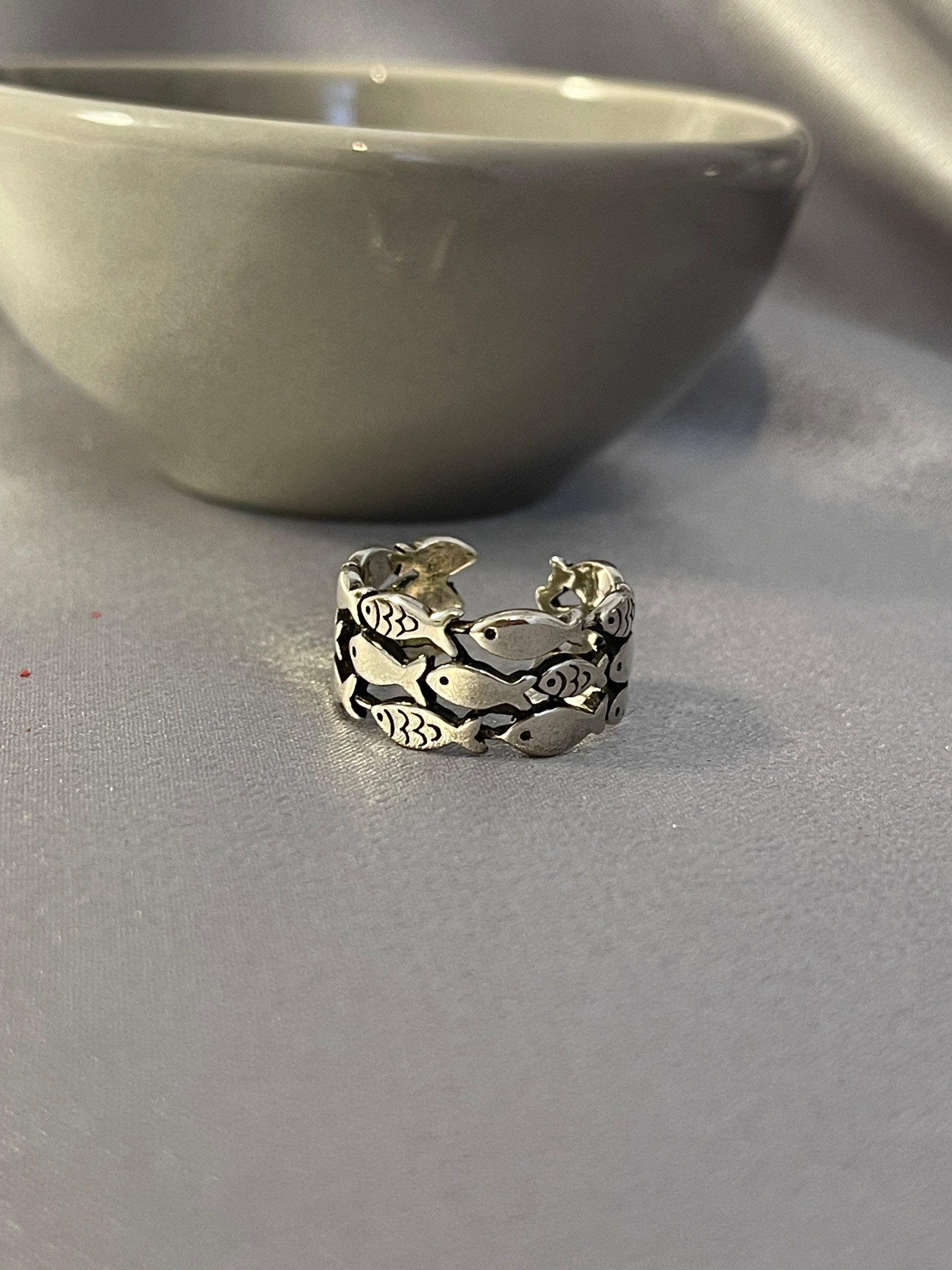 925 Sterling silver open fish ring ocean ring silver fish Etsy