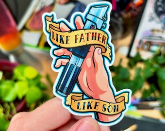 Luke & Anakin Skywalker Ljussabel Tatueringsdesign Som Far Som Son - Väderbeständigt Stansat Vinylklistermärke
