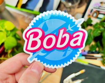 Boba Fett rosa dockvapen - väderbeständigt stansat vinylklistermärke