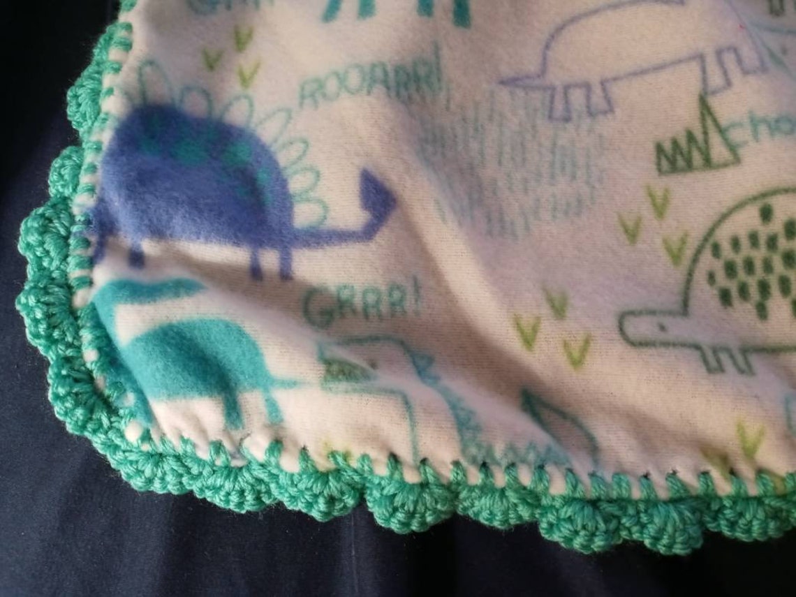Fleece Dinosaur Baby Blanket With Crochet Border/personalized Etsy