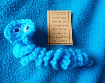Crochet Worry Worm/ Anxiety Relief Toy/ ADHD Fidget/ Comfort Gifts for Kids and Adults/ Handmade Sensory Toy/ Small Gift Idea