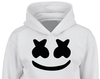 Kids MARSHMELLO Hoodie White with Black Logo - Boys & Girls Hoodie