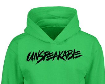 Kids UNSPEAKABLE Hoodie Green with Black Logo - Boys & Girls Hoodie