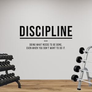 Discipline Wall Decal. Gym Decal, Home Gym Decal, Office Wall Decal, Inspirational Quote