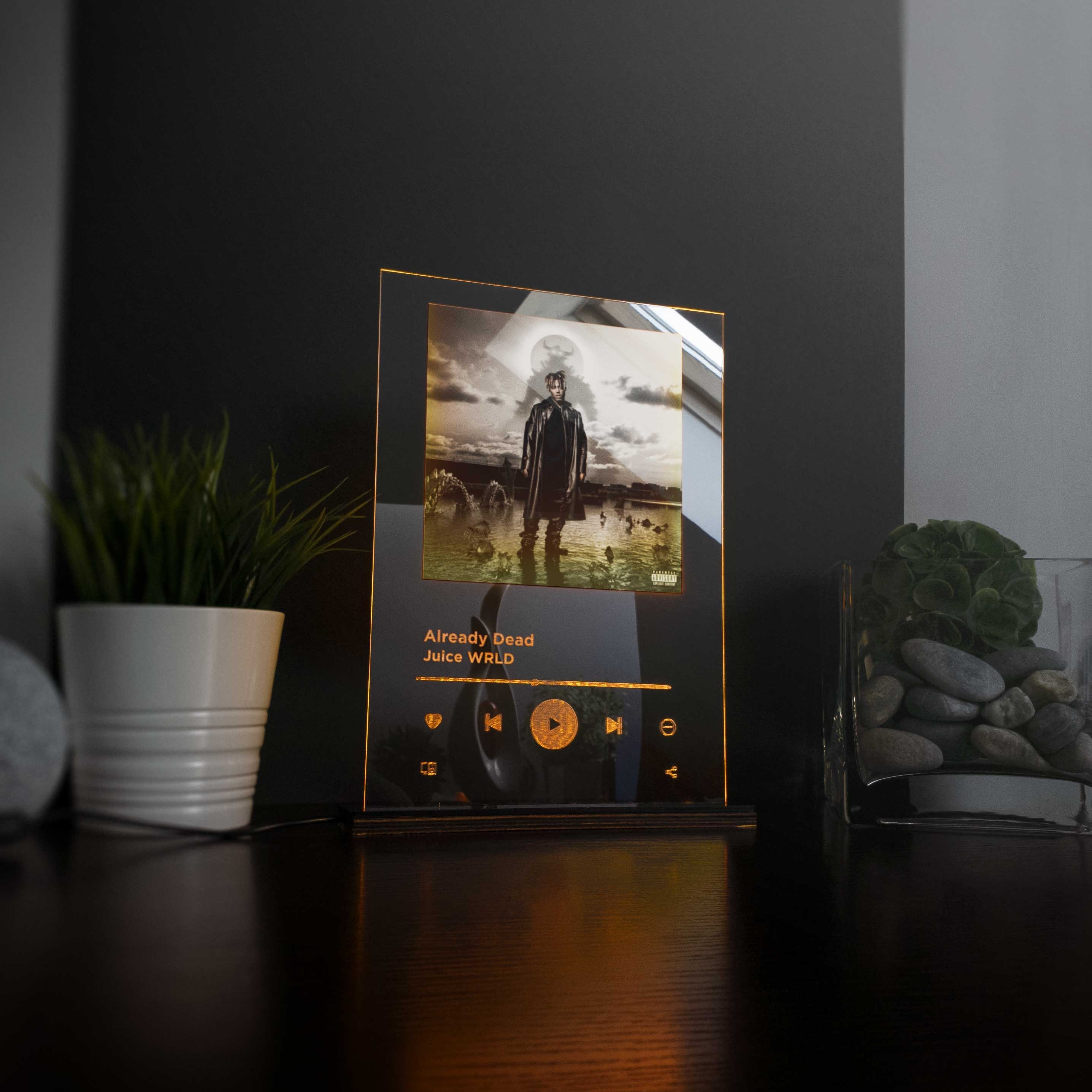 Acrylic Poster Custom Led Light Table Decor Unique Gift Idea Night Lamp Choice of any Song from this Album Apple Music or Spotify