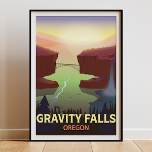 Gravity Falls Oregon Art Print | Cartoon Fanart | Pacific Northwest Travel Art (8"x10")