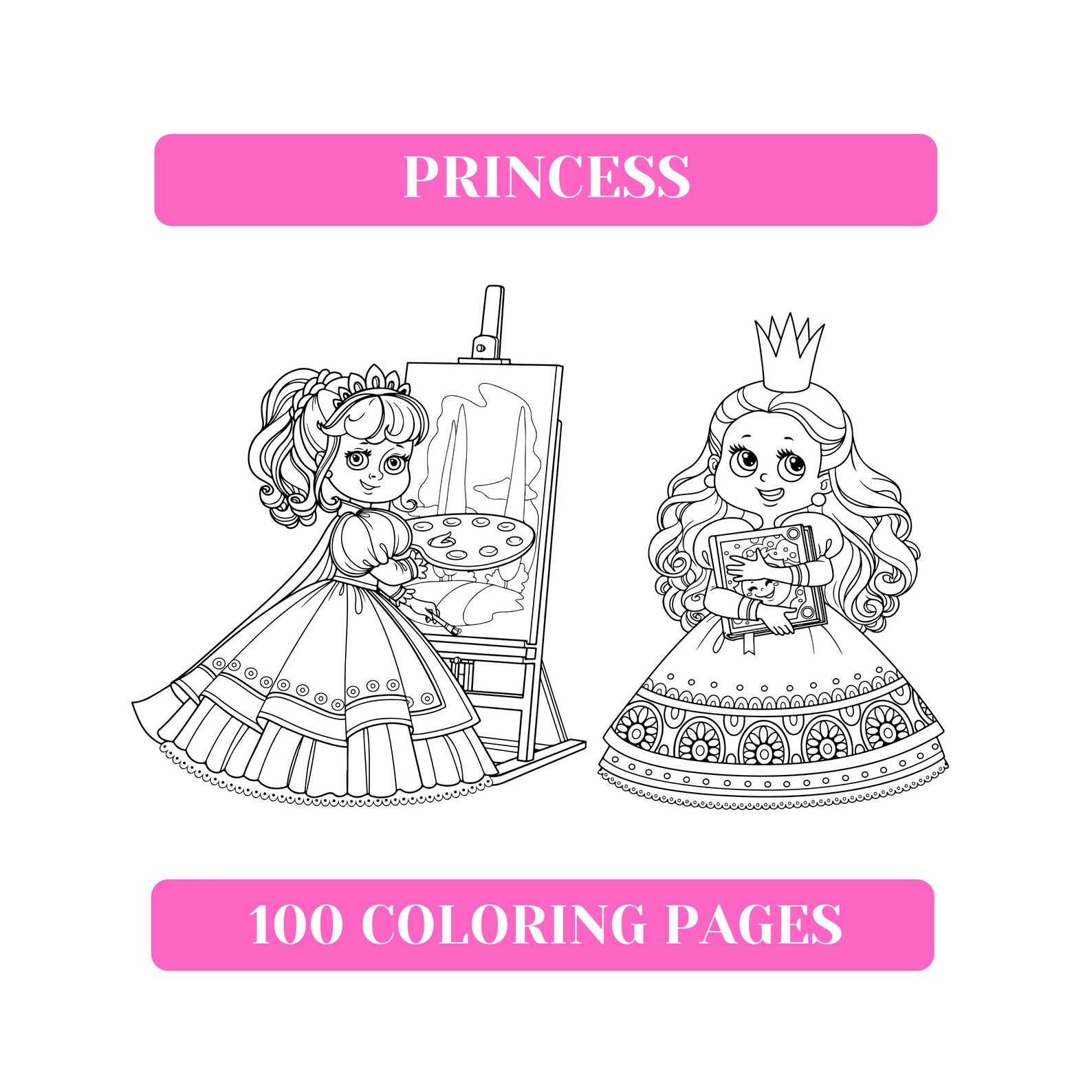 Download KDP Kids Interior: Princess Coloring Book For Kids 100 | Etsy