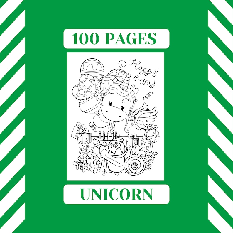 Download KDP Kids Interior: Unicorn Coloring Book For Kids 100 | Etsy