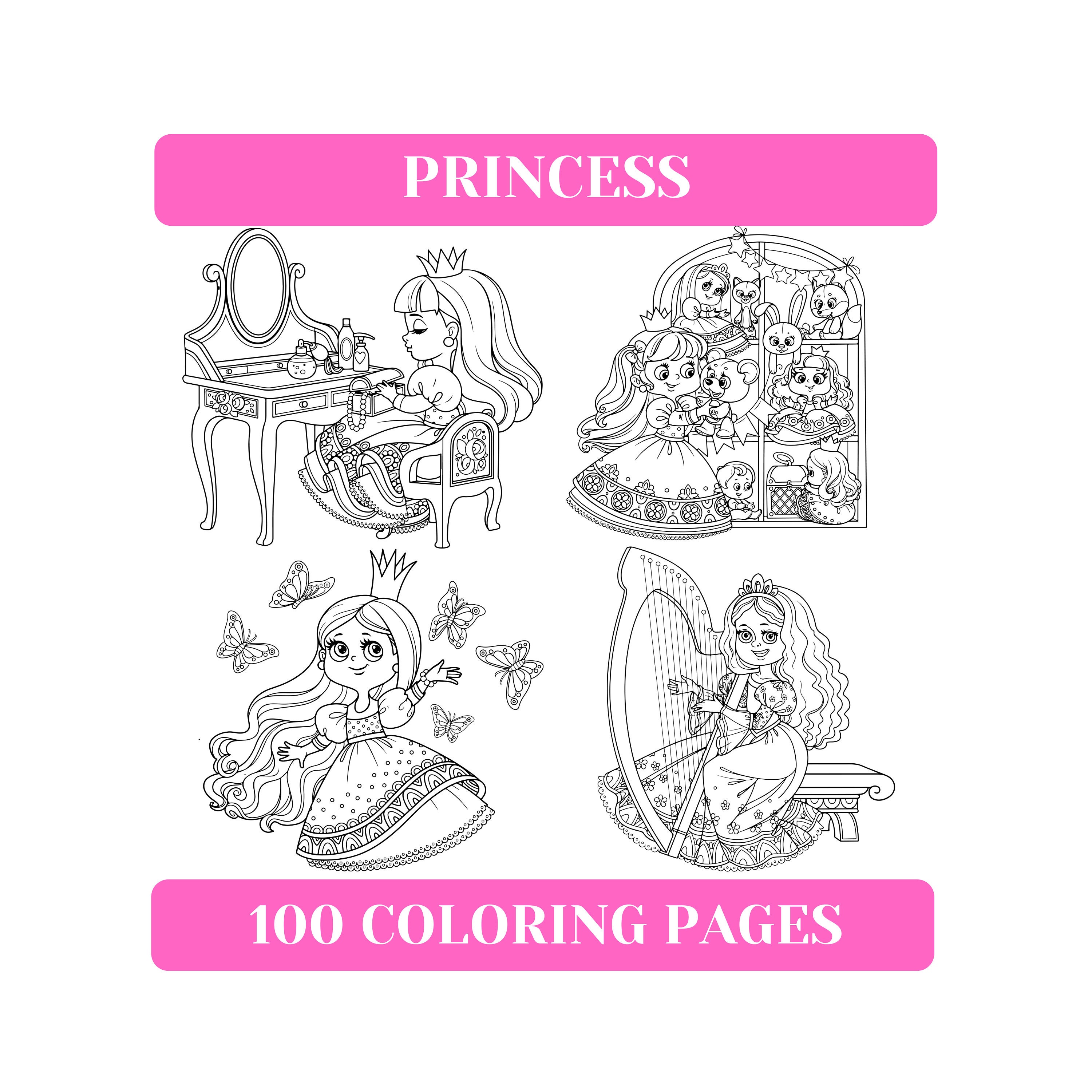 Download KDP Kids Interior: Princess Coloring Book For Kids 100 | Etsy