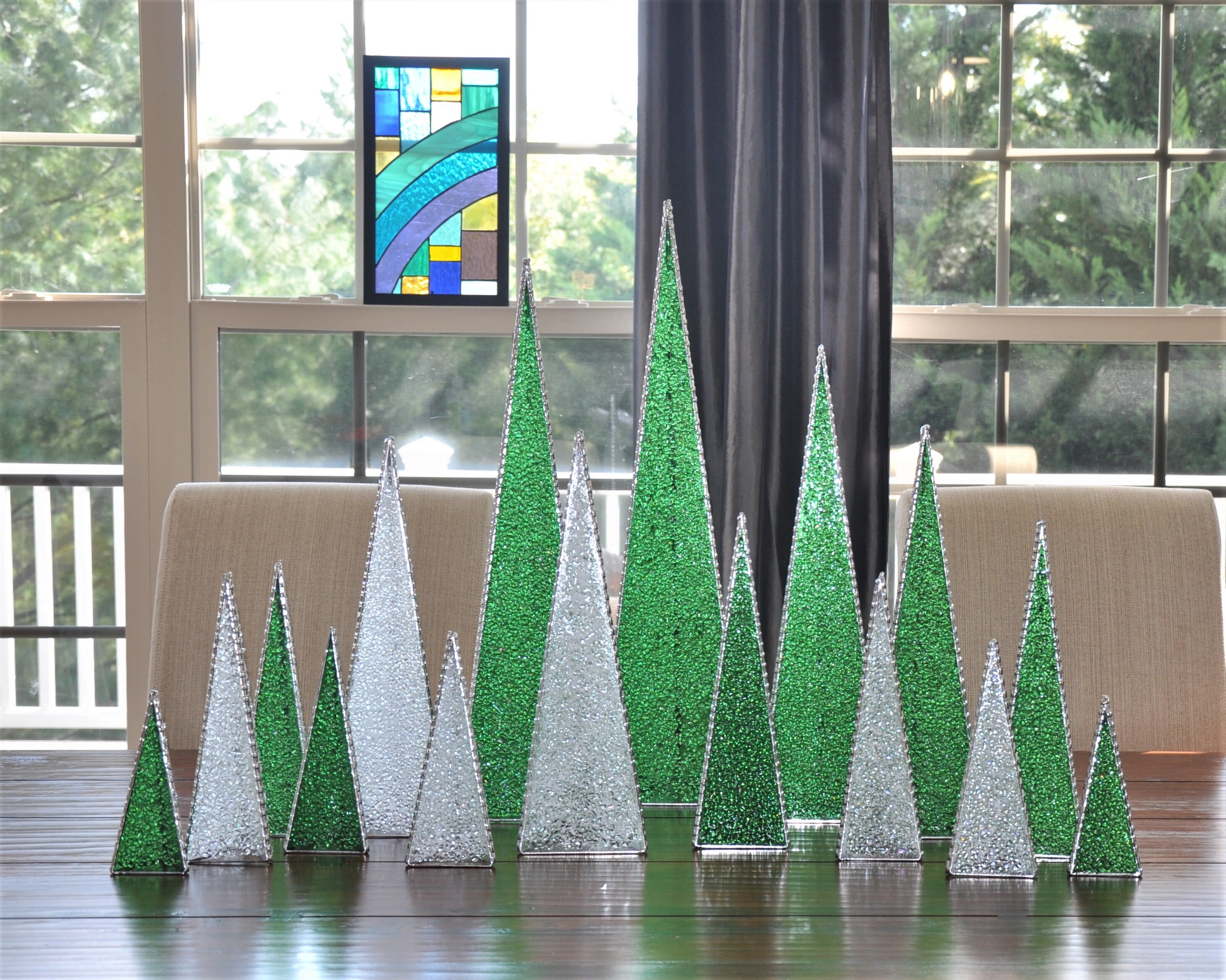 Glass Art Glass Tabletop Tree in Green Made to order. Glass Sculptures ...