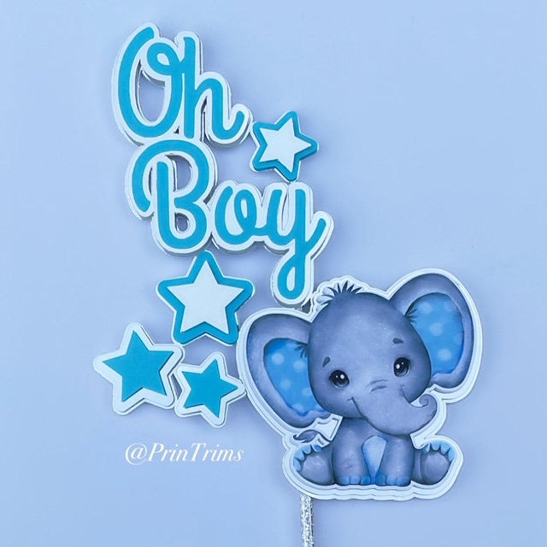Baby Elephant Cake Topper/ Baby Boy Cake Topper/ Baby Shower Etsy