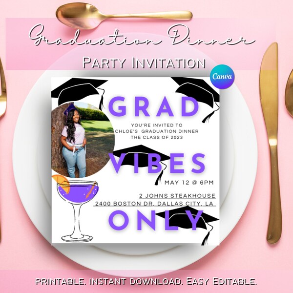 Graduation Dinner & Party Invitation, Graduation Dinner Invitation , Graduation Dinner Invite, Graduation Dinner Printable